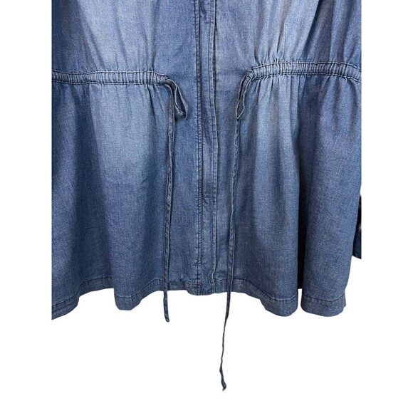 Torrid Denim Drawstring Waist Utility Jacket  4X  Chambray Denim Roll-Tab Sleeve - Picture 6 of 15